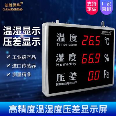 创胜网科温湿度计带压差工业级高精准温度湿度检测仪显示屏CS-HTP
